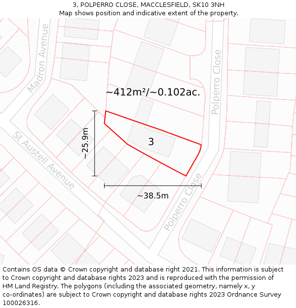3, POLPERRO CLOSE, MACCLESFIELD, SK10 3NH: Plot and title map