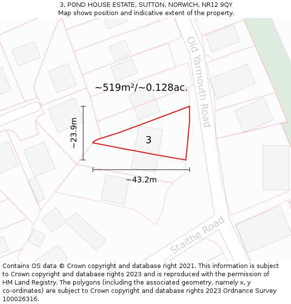 3, POND HOUSE ESTATE, SUTTON, NORWICH, NR12 9QY: Plot and title map
