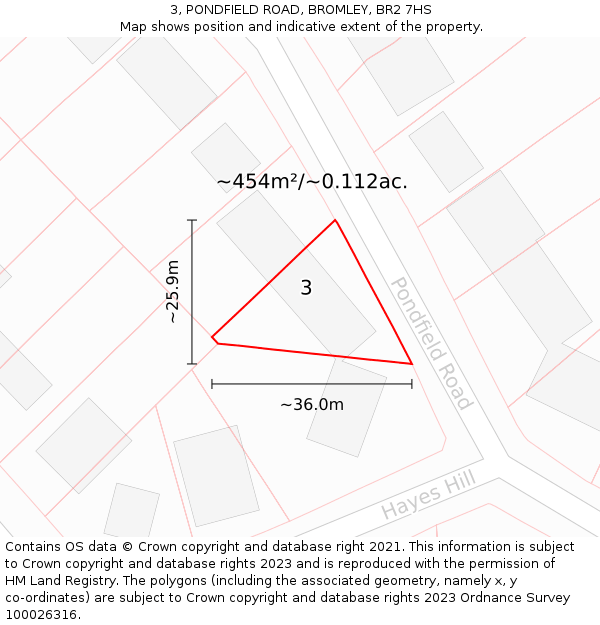 3, PONDFIELD ROAD, BROMLEY, BR2 7HS: Plot and title map