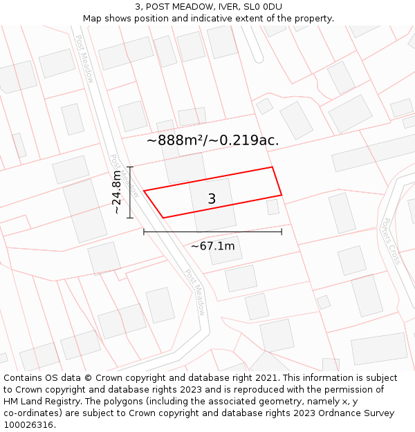 3, POST MEADOW, IVER, SL0 0DU: Plot and title map
