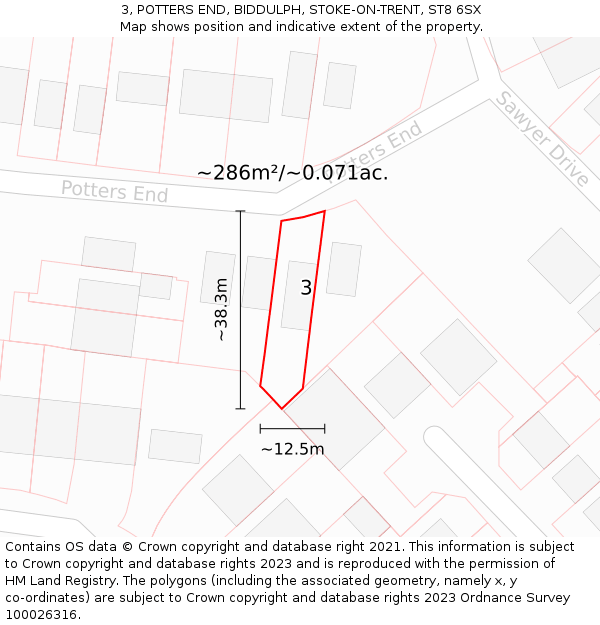 3, POTTERS END, BIDDULPH, STOKE-ON-TRENT, ST8 6SX: Plot and title map