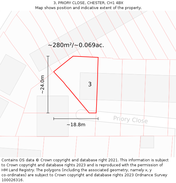 3, PRIORY CLOSE, CHESTER, CH1 4BX: Plot and title map