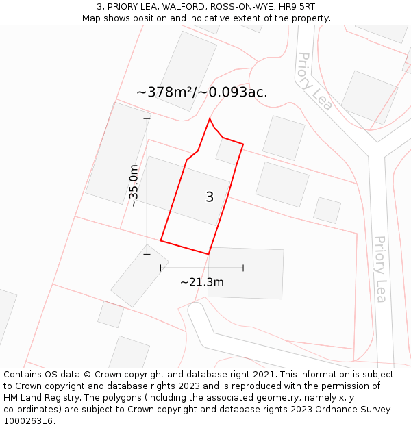 3, PRIORY LEA, WALFORD, ROSS-ON-WYE, HR9 5RT: Plot and title map