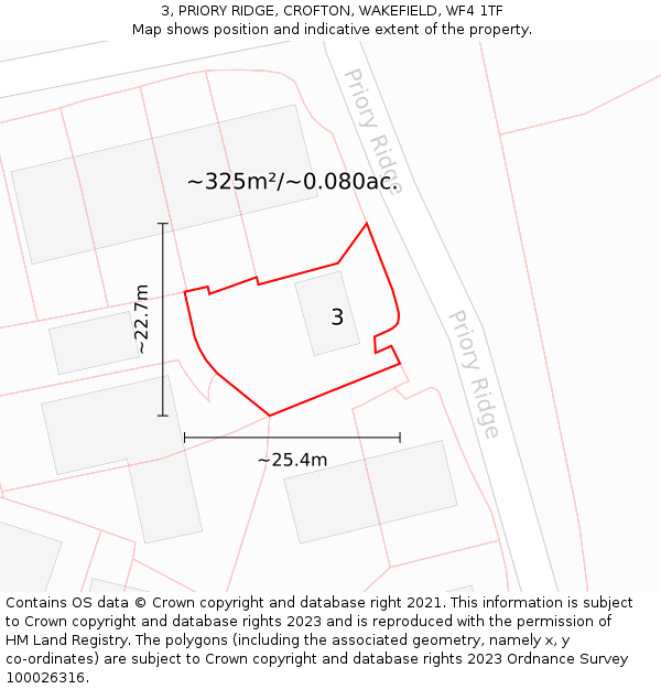 3, PRIORY RIDGE, CROFTON, WAKEFIELD, WF4 1TF: Plot and title map