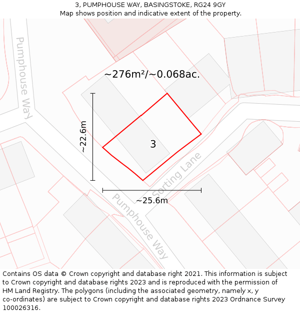 3, PUMPHOUSE WAY, BASINGSTOKE, RG24 9GY: Plot and title map