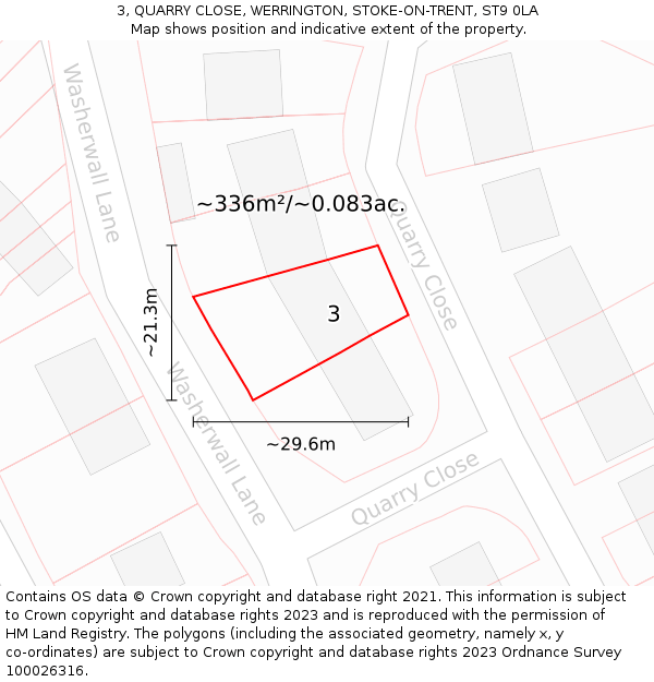 3, QUARRY CLOSE, WERRINGTON, STOKE-ON-TRENT, ST9 0LA: Plot and title map