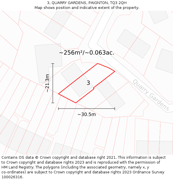 3, QUARRY GARDENS, PAIGNTON, TQ3 2QH: Plot and title map