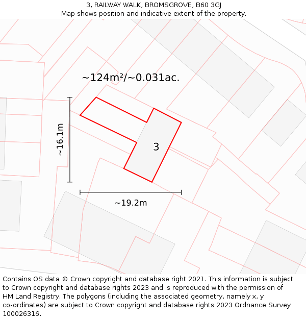3, RAILWAY WALK, BROMSGROVE, B60 3GJ: Plot and title map