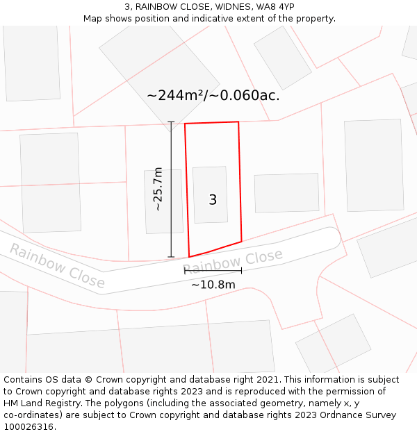 3, RAINBOW CLOSE, WIDNES, WA8 4YP: Plot and title map