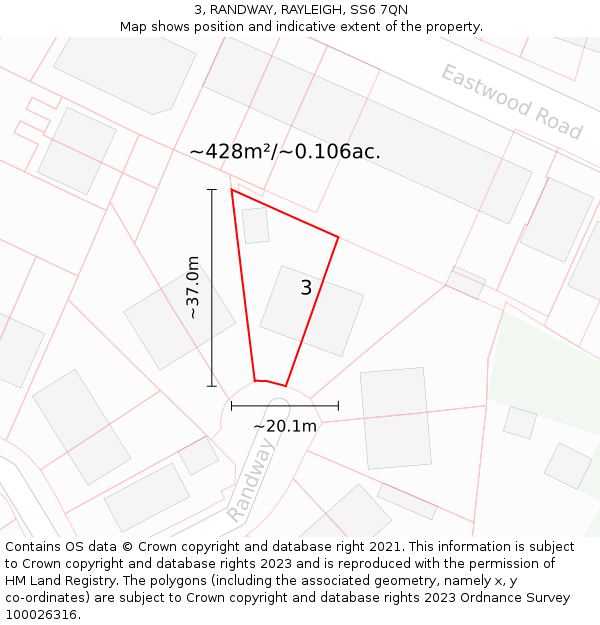 3, RANDWAY, RAYLEIGH, SS6 7QN: Plot and title map