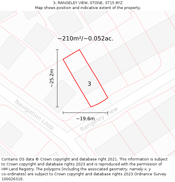 3, RANGELEY VIEW, STONE, ST15 8YZ: Plot and title map