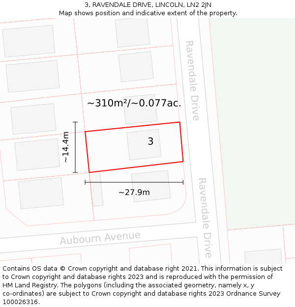3, RAVENDALE DRIVE, LINCOLN, LN2 2JN: Plot and title map