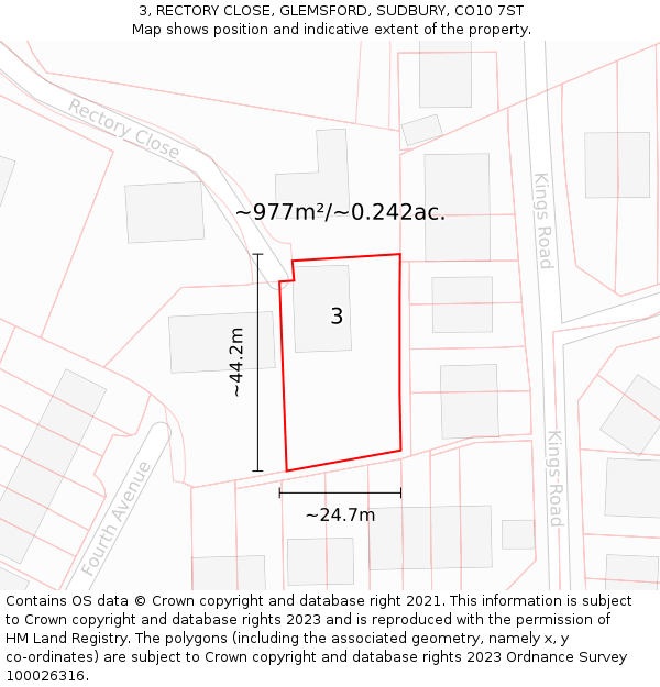 3, RECTORY CLOSE, GLEMSFORD, SUDBURY, CO10 7ST: Plot and title map