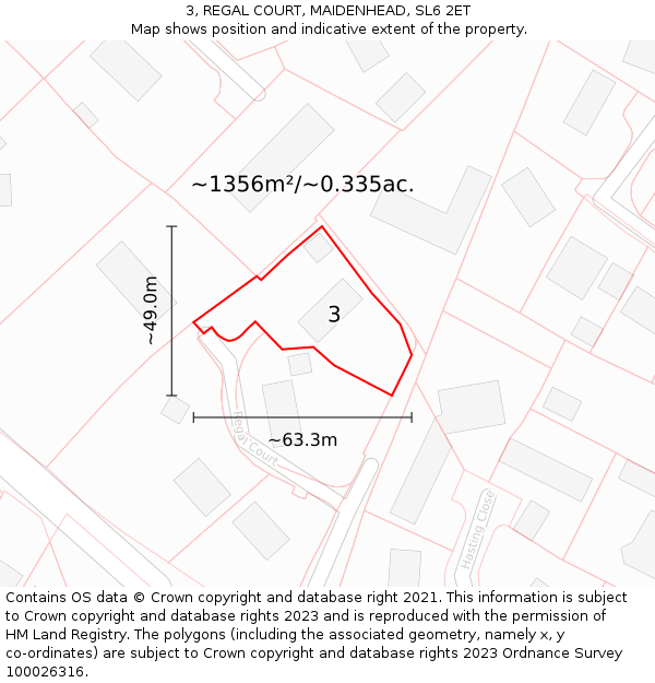 3, REGAL COURT, MAIDENHEAD, SL6 2ET: Plot and title map