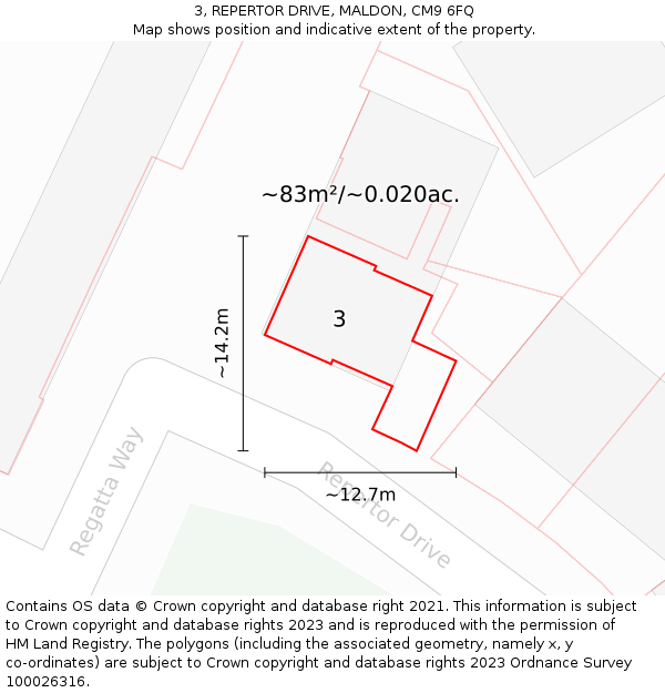 3, REPERTOR DRIVE, MALDON, CM9 6FQ: Plot and title map