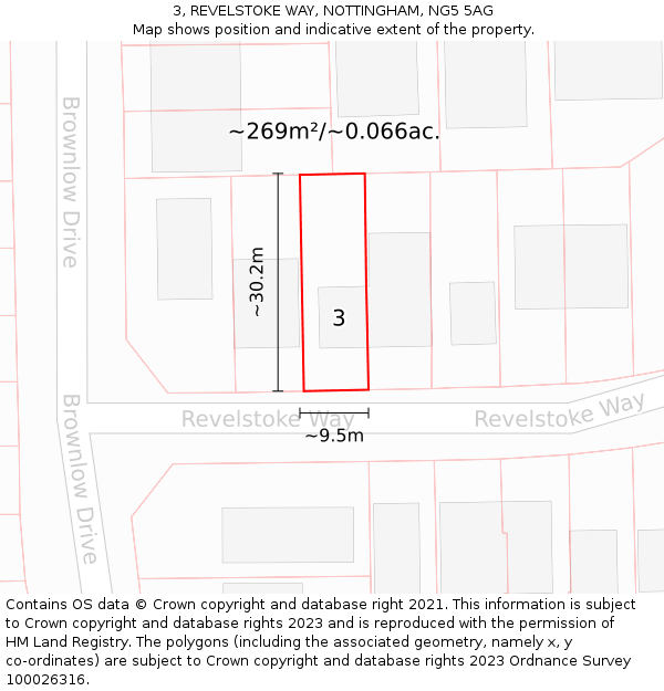 3, REVELSTOKE WAY, NOTTINGHAM, NG5 5AG: Plot and title map