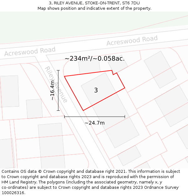 3, RILEY AVENUE, STOKE-ON-TRENT, ST6 7DU: Plot and title map