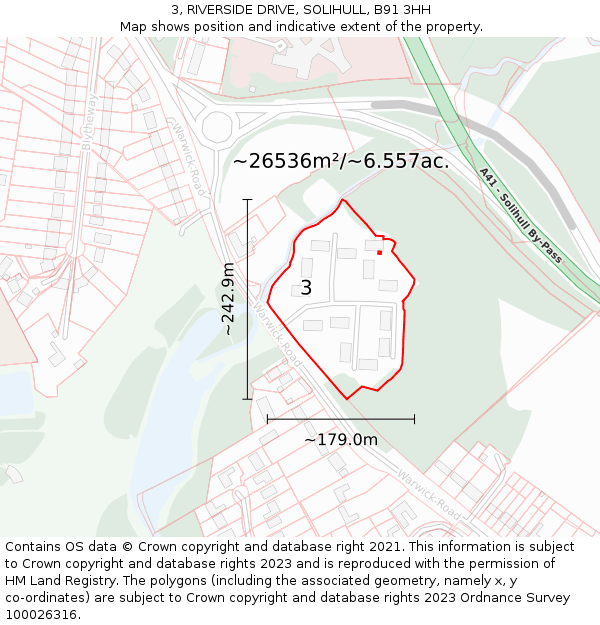3, RIVERSIDE DRIVE, SOLIHULL, B91 3HH: Plot and title map