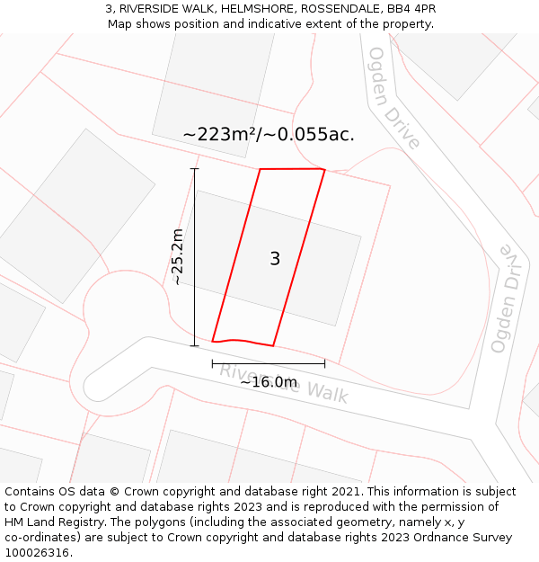 3, RIVERSIDE WALK, HELMSHORE, ROSSENDALE, BB4 4PR: Plot and title map