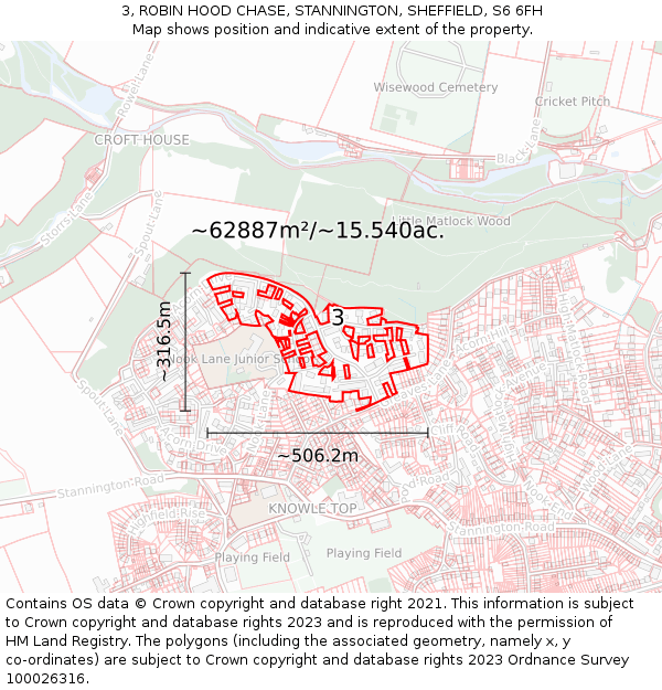 3, ROBIN HOOD CHASE, STANNINGTON, SHEFFIELD, S6 6FH: Plot and title map
