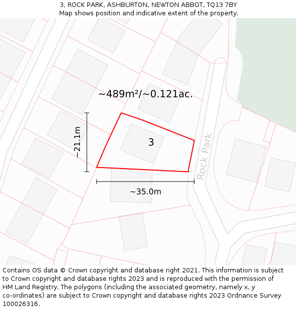 3, ROCK PARK, ASHBURTON, NEWTON ABBOT, TQ13 7BY: Plot and title map