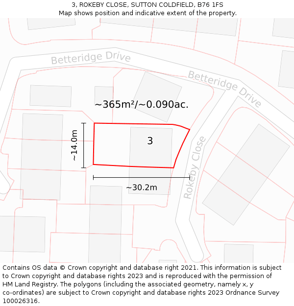 3, ROKEBY CLOSE, SUTTON COLDFIELD, B76 1FS: Plot and title map