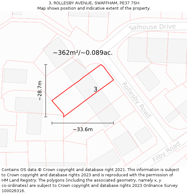 3, ROLLESBY AVENUE, SWAFFHAM, PE37 7SH: Plot and title map