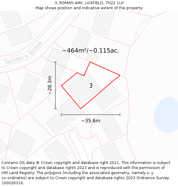 3, ROMAN WAY, UCKFIELD, TN22 1UY: Plot and title map