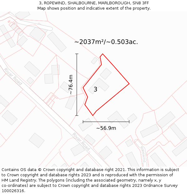 3, ROPEWIND, SHALBOURNE, MARLBOROUGH, SN8 3FF: Plot and title map