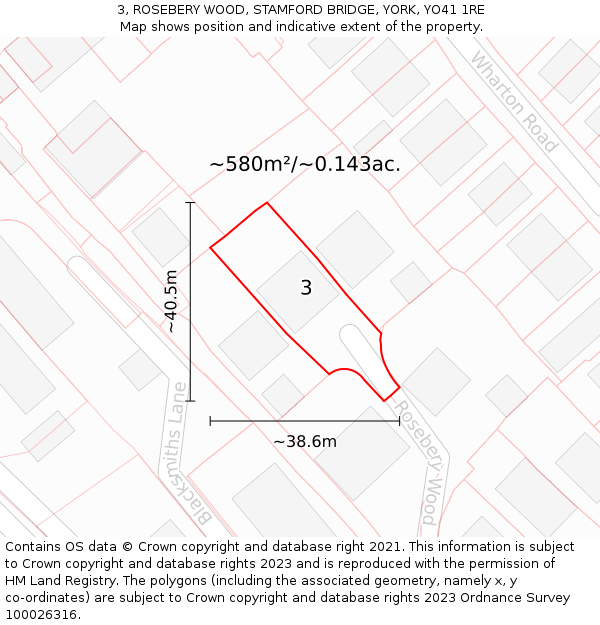 3, ROSEBERY WOOD, STAMFORD BRIDGE, YORK, YO41 1RE: Plot and title map