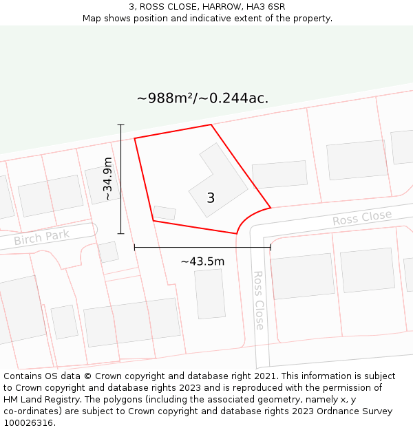 3, ROSS CLOSE, HARROW, HA3 6SR: Plot and title map