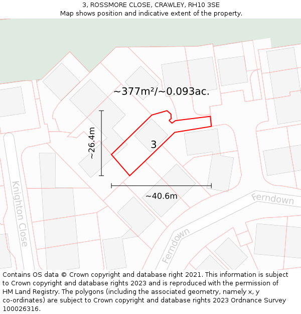 3, ROSSMORE CLOSE, CRAWLEY, RH10 3SE: Plot and title map