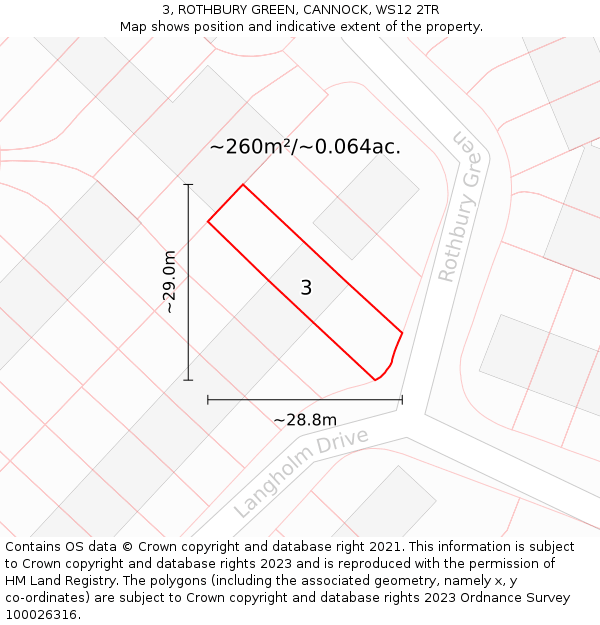 3, ROTHBURY GREEN, CANNOCK, WS12 2TR: Plot and title map