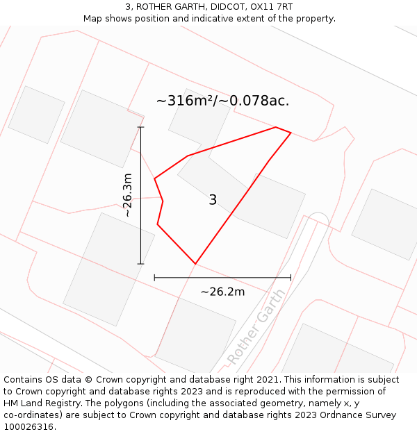3, ROTHER GARTH, DIDCOT, OX11 7RT: Plot and title map