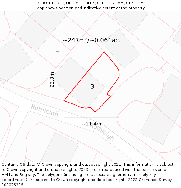3, ROTHLEIGH, UP HATHERLEY, CHELTENHAM, GL51 3PS: Plot and title map