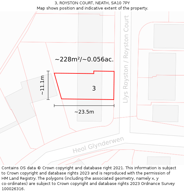3, ROYSTON COURT, NEATH, SA10 7PY: Plot and title map