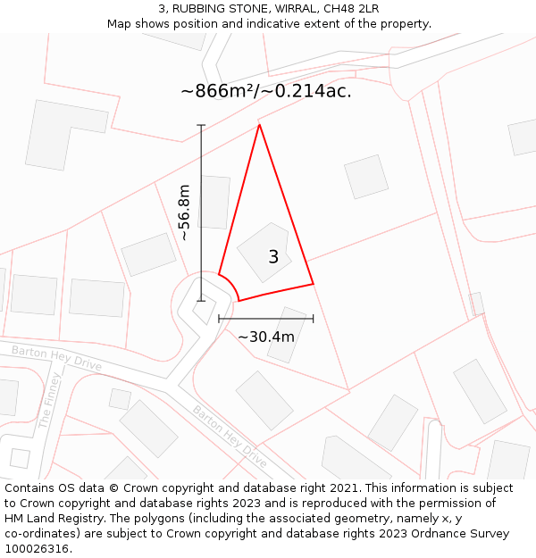 3, RUBBING STONE, WIRRAL, CH48 2LR: Plot and title map