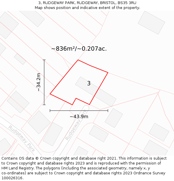 3, RUDGEWAY PARK, RUDGEWAY, BRISTOL, BS35 3RU: Plot and title map