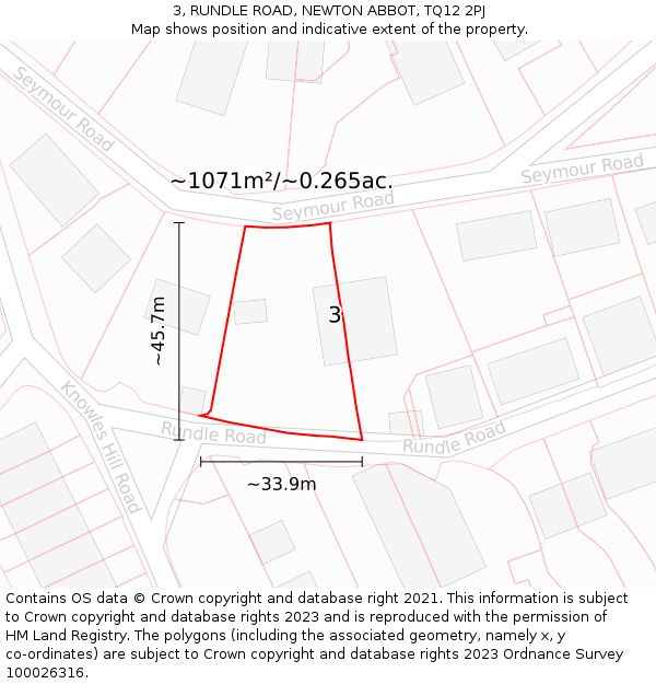 3, RUNDLE ROAD, NEWTON ABBOT, TQ12 2PJ: Plot and title map