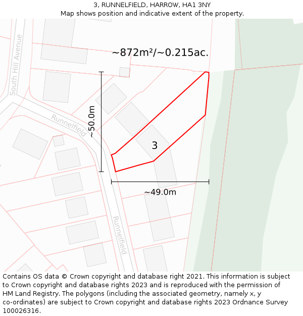 3, RUNNELFIELD, HARROW, HA1 3NY: Plot and title map