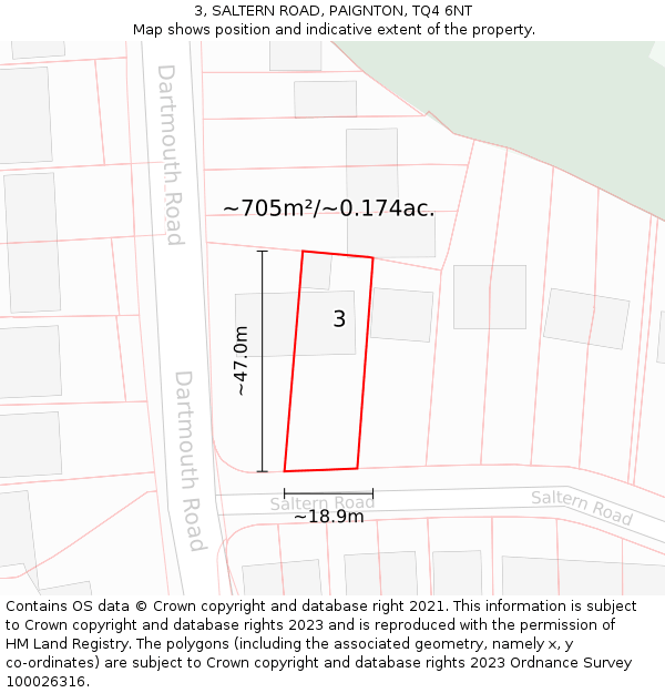 3, SALTERN ROAD, PAIGNTON, TQ4 6NT: Plot and title map