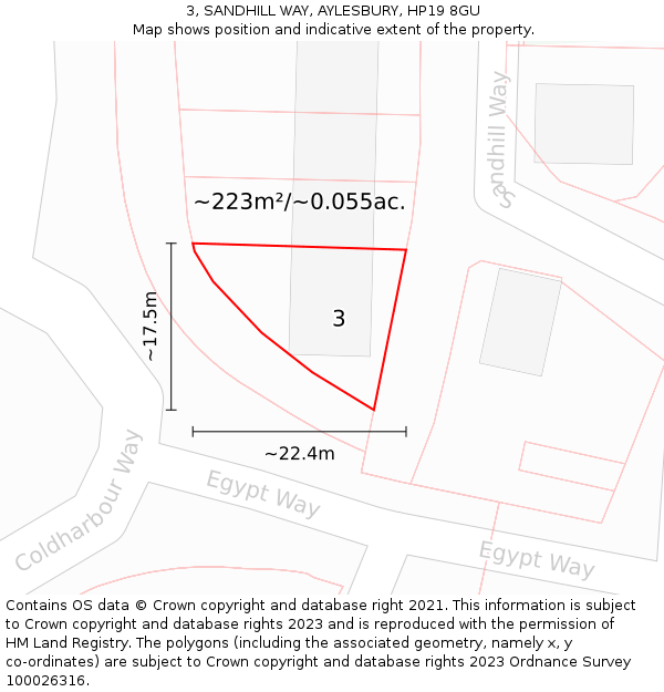 3, SANDHILL WAY, AYLESBURY, HP19 8GU: Plot and title map