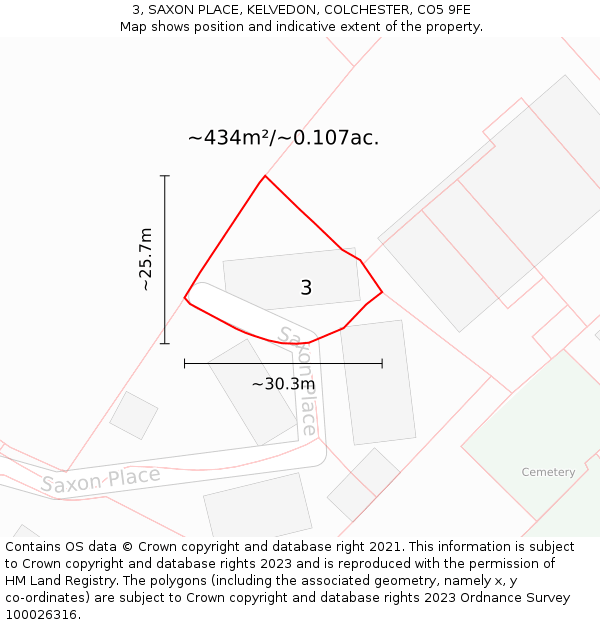 3, SAXON PLACE, KELVEDON, COLCHESTER, CO5 9FE: Plot and title map