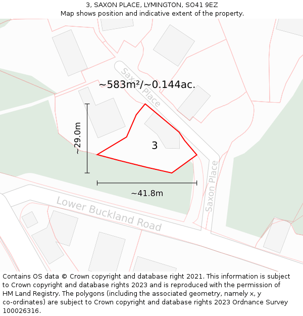 3, SAXON PLACE, LYMINGTON, SO41 9EZ: Plot and title map