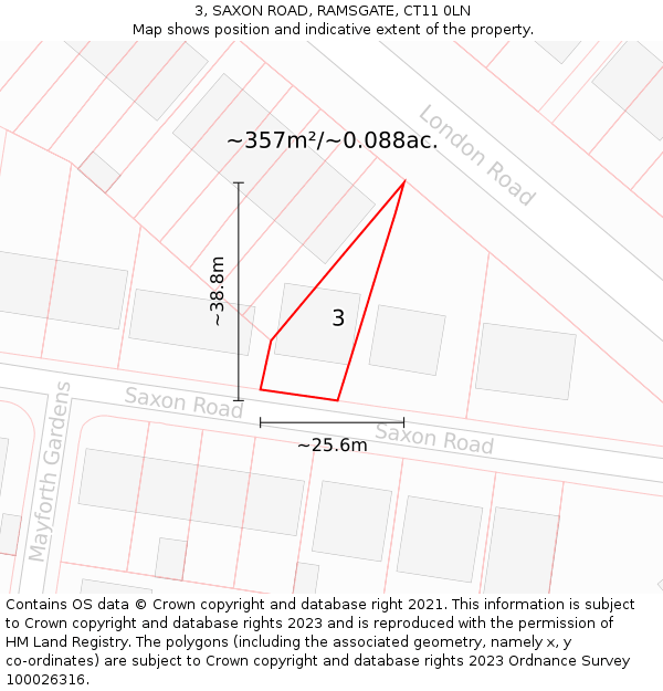 3, SAXON ROAD, RAMSGATE, CT11 0LN: Plot and title map