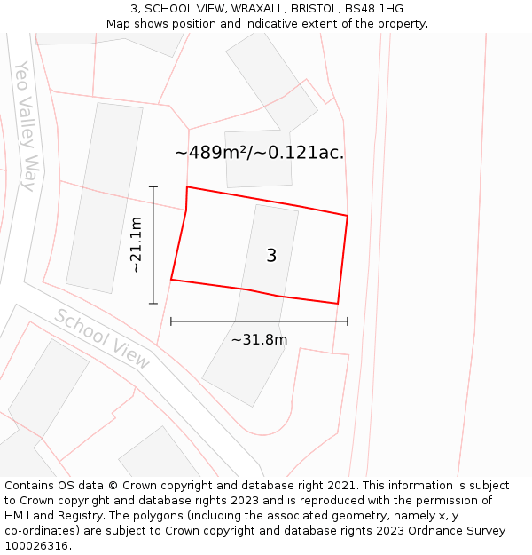 3, SCHOOL VIEW, WRAXALL, BRISTOL, BS48 1HG: Plot and title map