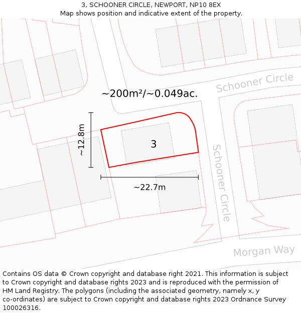 3, SCHOONER CIRCLE, NEWPORT, NP10 8EX: Plot and title map