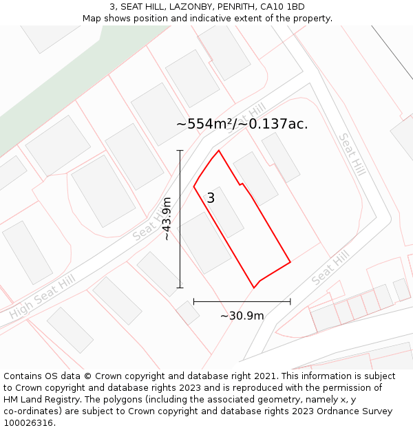 3, SEAT HILL, LAZONBY, PENRITH, CA10 1BD: Plot and title map