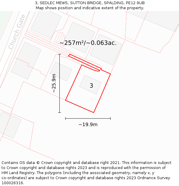 3, SEDLEC MEWS, SUTTON BRIDGE, SPALDING, PE12 9UB: Plot and title map