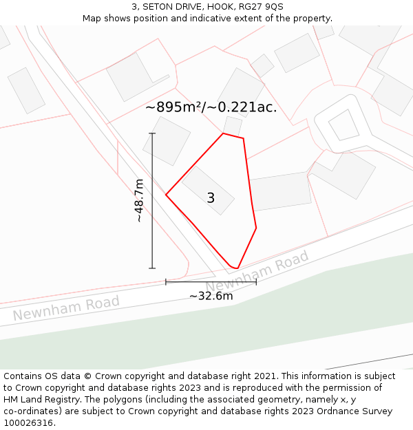 3, SETON DRIVE, HOOK, RG27 9QS: Plot and title map
